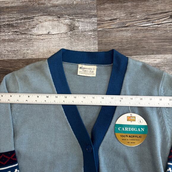 NWT Vintage 70s Kmart Womens Aztec L Abstract Bell Sleeve Cardigan Sweater - Picture 5 of 11